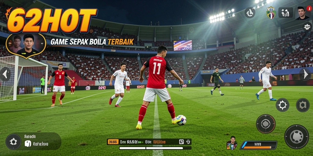 Tampilan gameplay 62HOT yang mendebarkan dalam aksi permainan sepak bola.