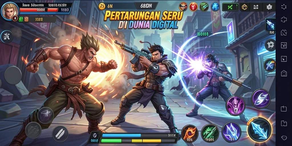 Screenshot gameplay 68IDN menampilkan pertarungan seru dengan karakter yang dinamis.