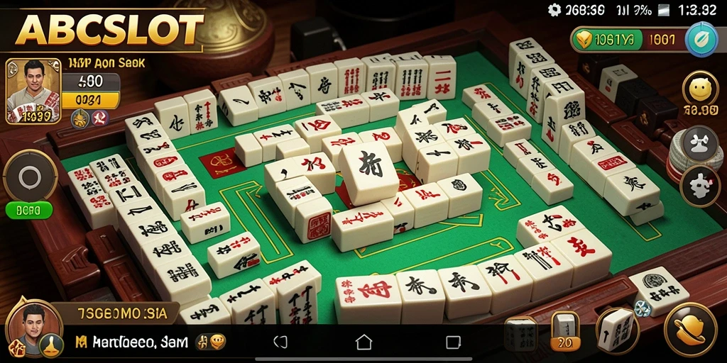 Tampilan gameplay seru ABCSLOT dengan nuansa Mahjong yang menarik.