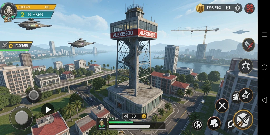 Tampilan gameplay ALEXIS500 dalam pertahanan menara yang seru.