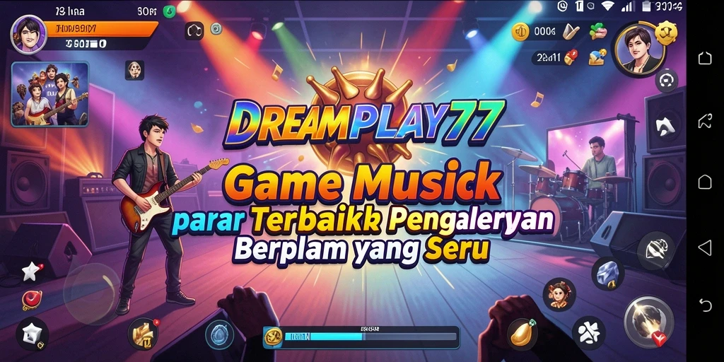 Tangkapan layar menunjukkan gameplay seru <strong>DREAMPLAY77</strong> dengan fitur musik interaktif.