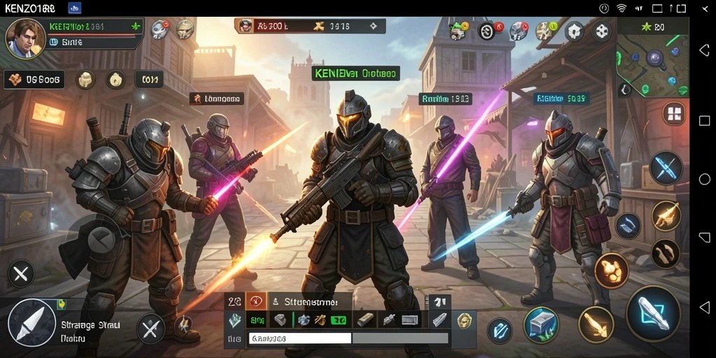Tangkapan layar gameplay KENZO188 menunjukkan strategi dan pertempuran yang intens.