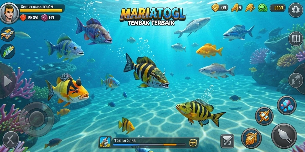 Screenshot gameplay MARIATOGL menampilkan aksi menangkap ikan yang seru.