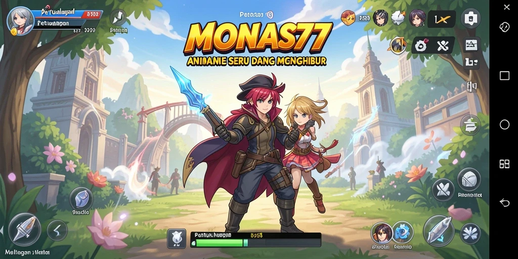Tampilan gameplay <strong>MONAS77</strong> dengan grafik anime yang mengesankan.