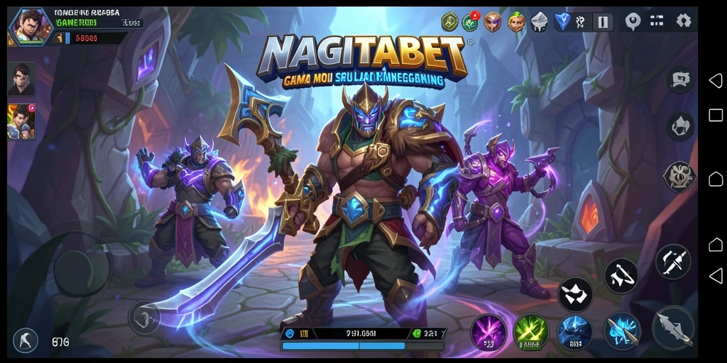 Screenshot gameplay NAGITABET dengan pertempuran seru antara karakter-karakter unik.