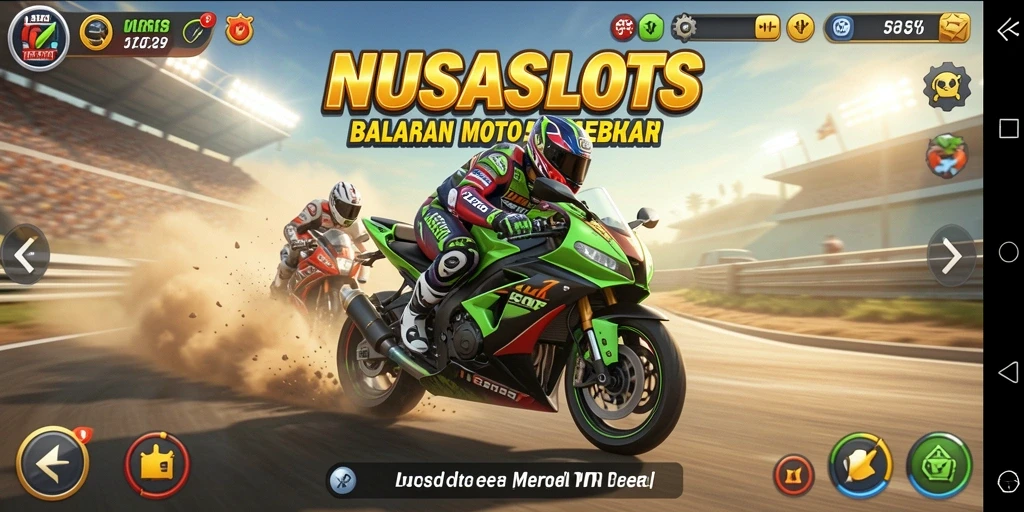 Tampilan gameplay seru balapan motor NUSASLOTS.