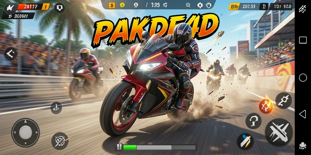 Gameplay PAKDE4D yang mendebarkan di trek balapan.