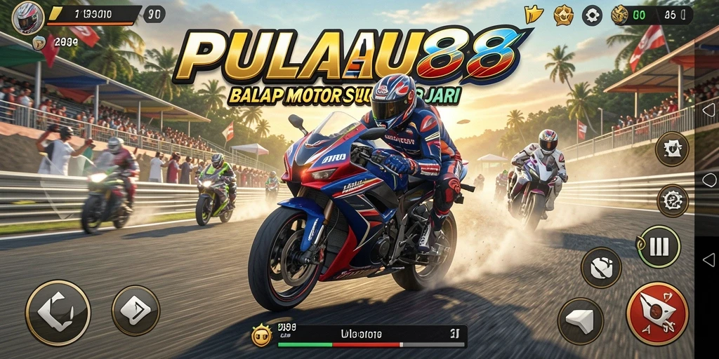 Gameplay balap motor yang menegangkan dan seru.