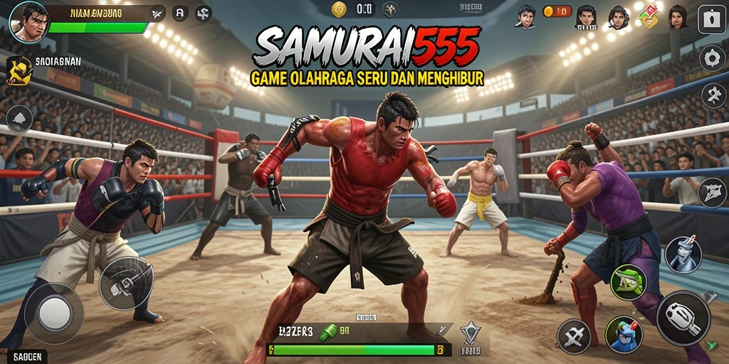 Tampilan gameplay menegangkan dalam SAMURAI555 yang menarik.