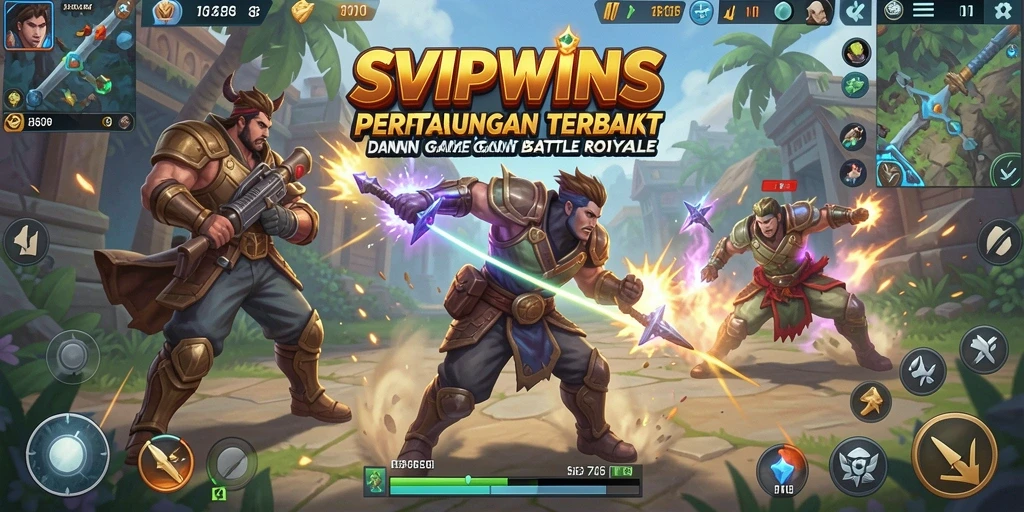 Screenshot SVIPWINS menampilkan aksi seru di arena pertempuran Battle Royale.