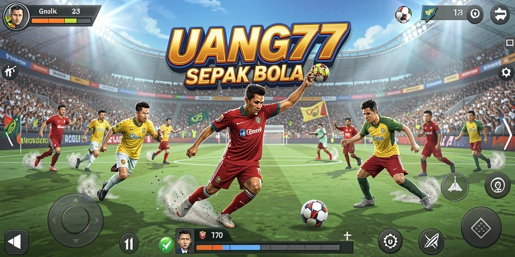 Gameplay UANG77 yang penuh aksi dan strategi sepak bola.